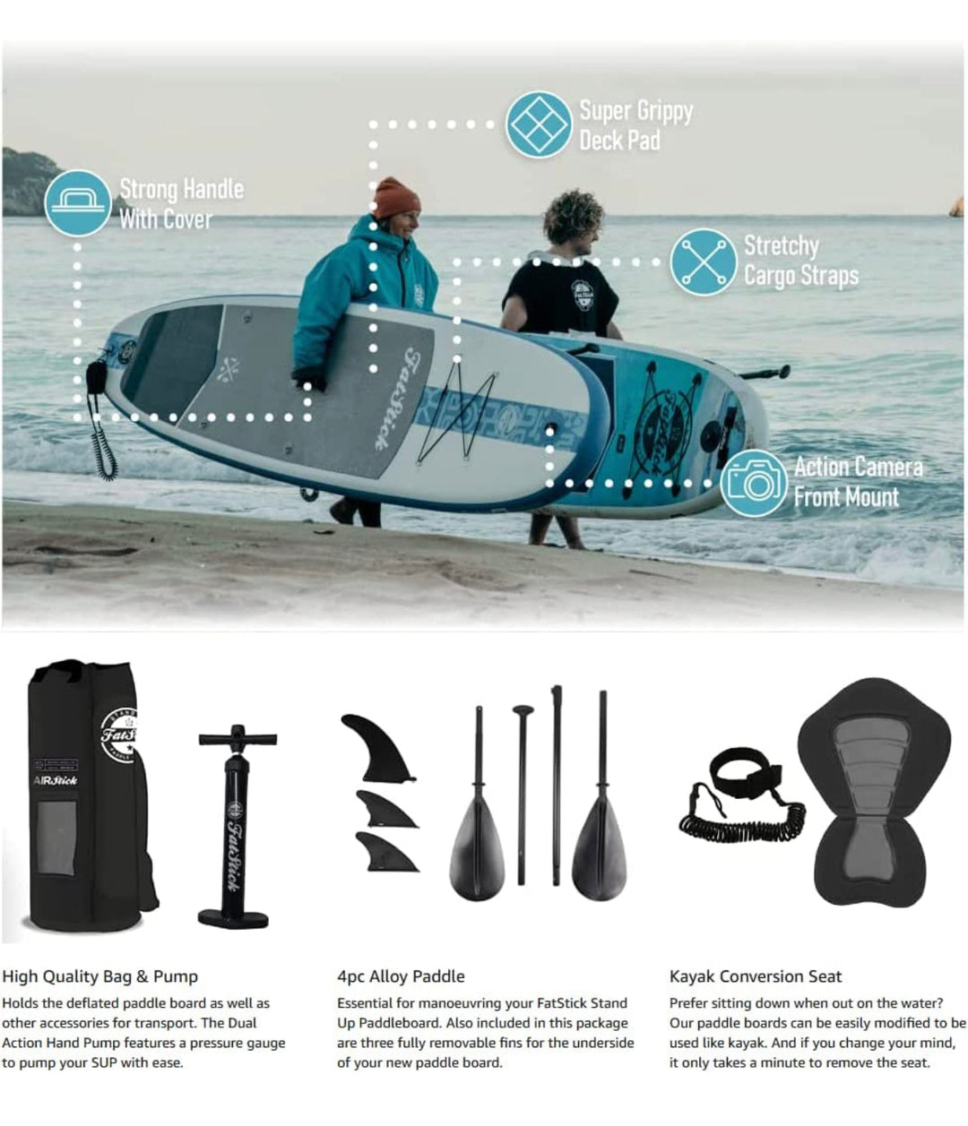 AirStick 10'6 Inflatable Stand Up Paddle Board SUP Starter Full Package-SUPs-fatstickboards